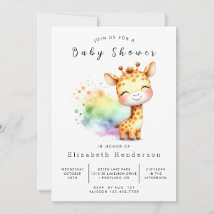 Safari Printable Giraffe Baby shower Kaart