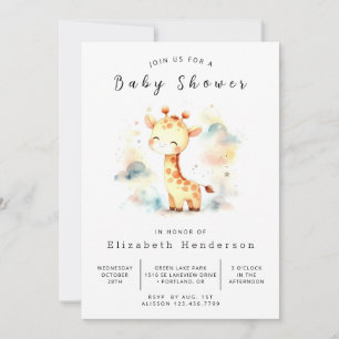 Safari Printable Giraffe Baby shower Kaart