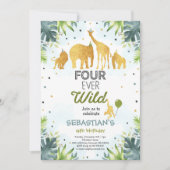 Safari Quatre jamais Wild Anniversaire Invitation (Devant)