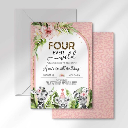 Safari Quatre jamais Wild Invitation d'anniversair