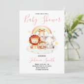 Safari Rainbow Cute Baby shower Invitation (Debout devant)