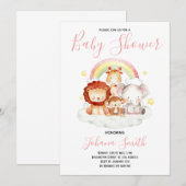 Safari Rainbow Cute Baby shower Uitnodiging (Voorkant / Achterkant)