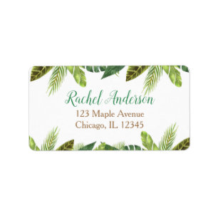 safari retouradreslabels , groene handpalmen etiket