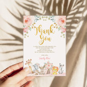 Safari rose Animaux Wild One Party Carte de remerc