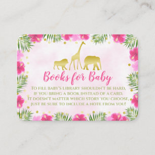 Safari Roze Goud Baby shower Breng een Boek voor B Plaatskaartje
