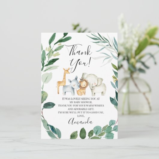 Safari sauvage Animaux Carte de remerciements de c (Debout devant)