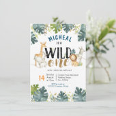 Safari sauvage un anniversaire invitation garçon (Debout devant)