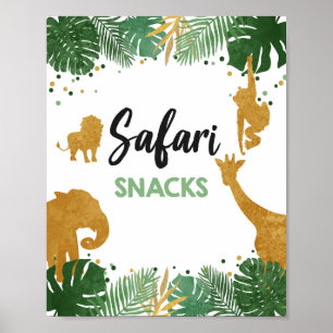 Safari Snacks Wilde Dieren Gold Birthday Party Poster