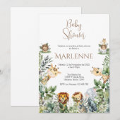 Safari Spanish Baby Shower Girl invitation (Devant / Derrière)