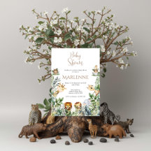 Safari Spanish Baby Shower Girl invitation