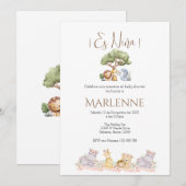 Safari Spanish Baby Shower Girl invitation (Devant / Derrière)