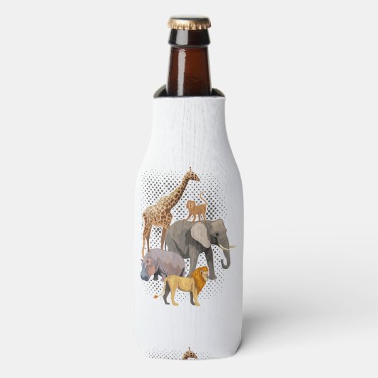 Safari Squad African Safari Animals Funny Zoo Anim Flesjeskoeler (Fles Voorkant)