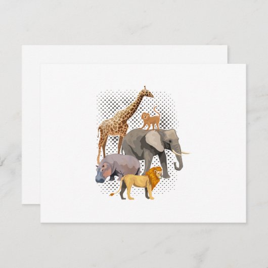 Safari Squad African Safari Animals Funny Zoo Anim RSVP Kaartje (Voorkant / Achterkant)