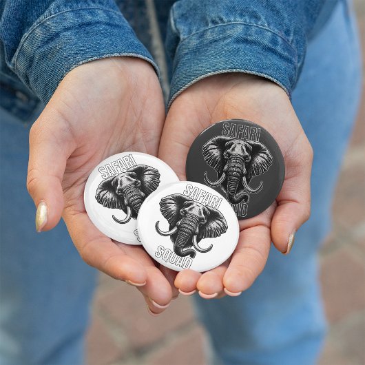 Safari Squad Afrikaanse Olifant Zoo Avontuur Ronde Button 5,7 Cm