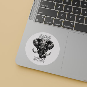 Safari Squad Afrikaanse Olifant Zoo Avontuur Ronde Sticker