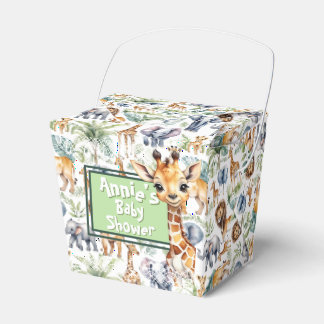 Safari stijl: oerwoud baby shower bedankdoosjes