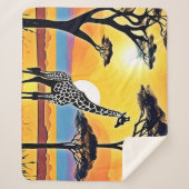 Safari Sunset: Giraffe's Embrace Sherpa Deken (Voorkant)