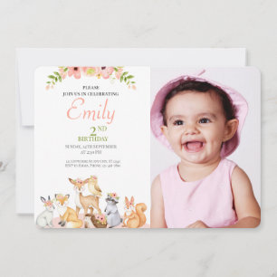Safari thema Baby Photo Birthday Invitation Kaart