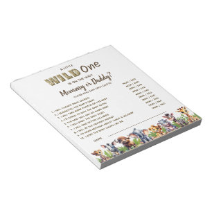 Safari Thema Baby Shower Spel Raad Wie Notitieblok