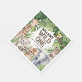 Safari Thema Oerwoud Dieren WIld Een 1e verjaardag Servet (Hoek)