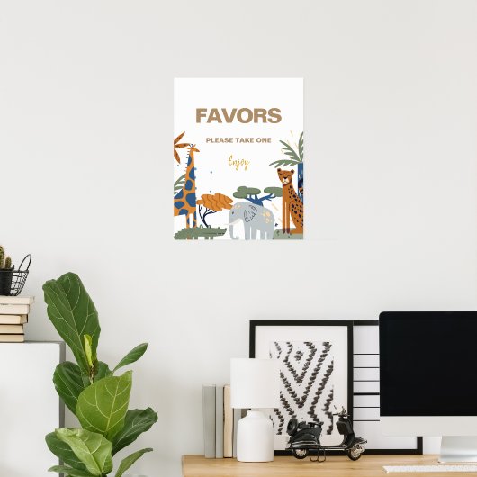 Safari Thema Verjaardagsgunstteken Poster (Thuiskantoor)