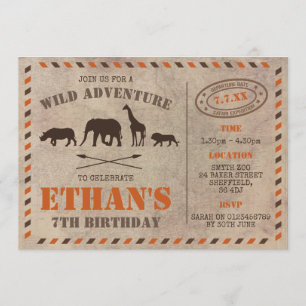 Safari thème anniversaire invitation