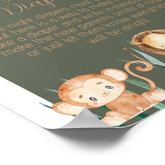 Safari Theme Late Night Diaper Gezegden Poster (Hoek)