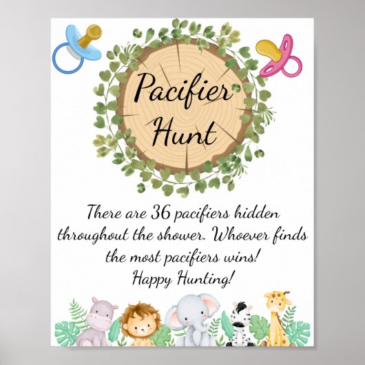 Safari Theme Pacifier Hunt Poster (Voorkant)