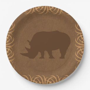 Safari Theme Rhino met Tall Grass Border Papieren Bordje