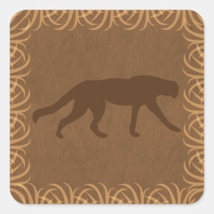 Safari Theme Wild Cat Silhouette Vierkante Sticker