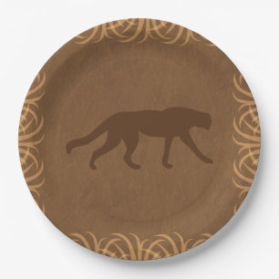 Safari Theme Wilde Kat met Tall Grass Border Papieren Bordje