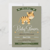 Safari Tiger Baby shower Invitation garçon (Devant)