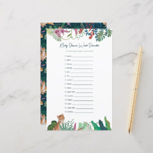Safari Tiger Word Scramble Baby shower spel