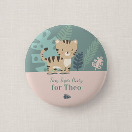 Safari Tijger Kinderverjaardagsfeestje Gast Knop Ronde Button 5,7 Cm