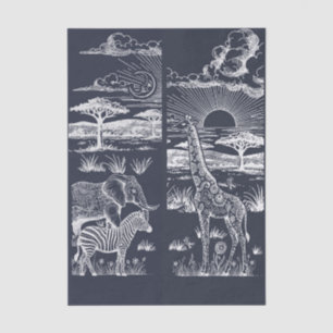 Safari Toile, Baby Wilde Avontuur Navy Tissuepapier