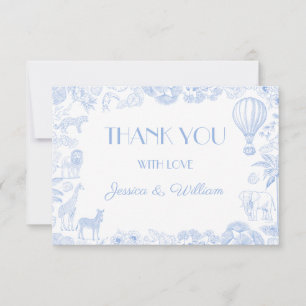 Safari Toile de Jouy Baby shower bedankkaart
