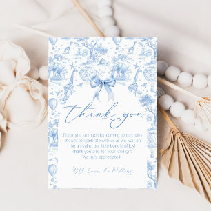 Safari Toile de Jouy Baby shower bedankkaart