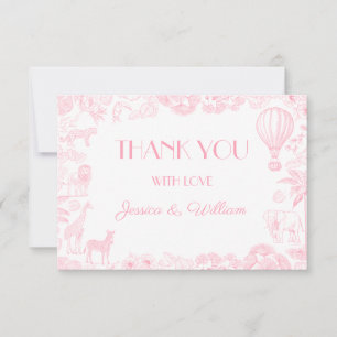 Safari Toile de Jouy Baby shower bedankkaart