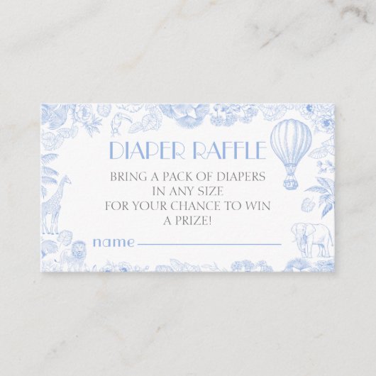 Safari Toile De Jouy Luier Raffle Enclosure Kaart (Voorkant)