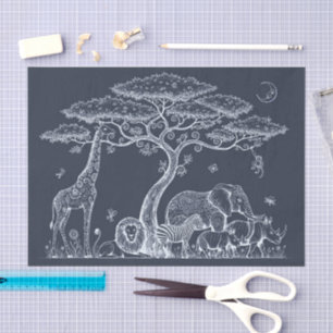 Safari Toilet, Navy Baby Wilde Avontuur Boho Tissuepapier