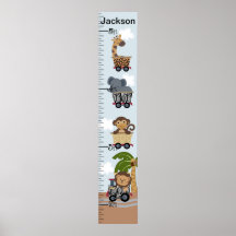 Safari Train Animals Growth Chart Keep at 8x44!