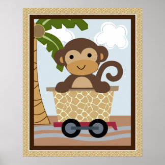Safari Train Animals Nursery Art Poster
