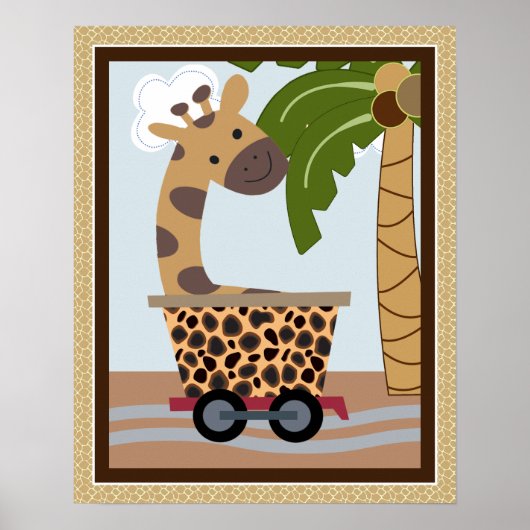 Safari Train Animals Nursery Art Poster (Devant)