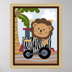 Safari Train Animals Nursery Art Poster