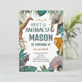Safari tropical Animaux Invitation Anniversaire (Debout devant)