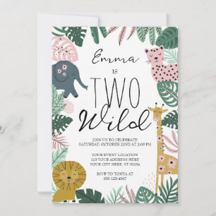 Safari Twee Wilde Uitnodiging, Oerwoud Verjaardag Kaart