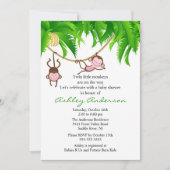 Safari Twin Monkeys Baby shower Invitation Kaart (Voorkant)