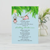 Safari Twin Monkeys Baby shower Invitation Kaart (Staand voorkant)