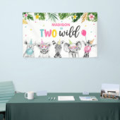 Safari Two Wild Birthday Party Animals - achtergro Spandoek (Beurs)
