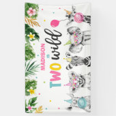 Safari Two Wild Birthday Party Animals - achtergro Spandoek (Verticaal)